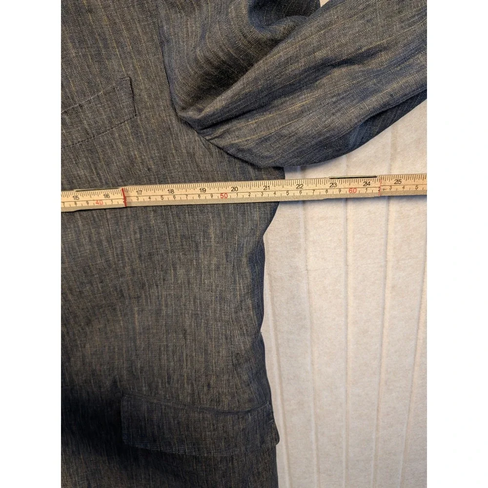 Kroon Sport Coat Mens 40R Copper Grey Pinstripe 100% Linen Connick Blazer EUC